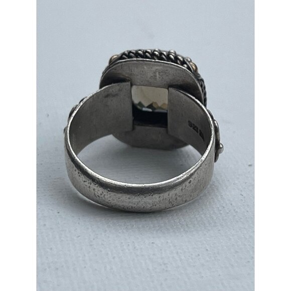 Vintage 18k Gold Sterling Silver Smokey Quartz Ring - Size 9.5 - Picture 5 of 7